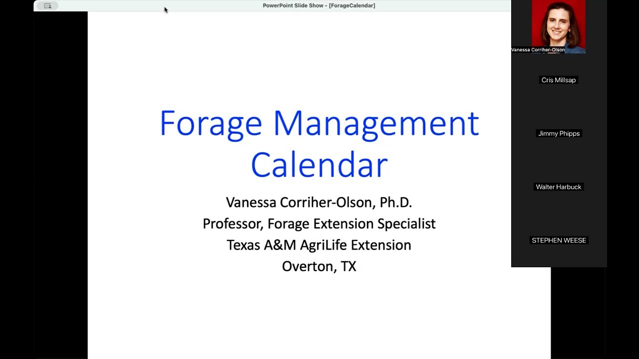 Forage Management Calendar