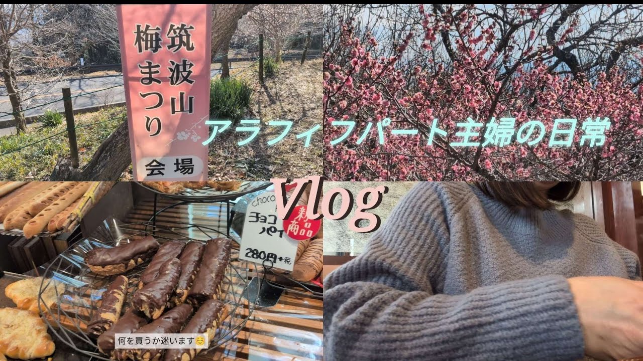 【日常Vlog】筑波山梅まつりに行った1日💮パン屋粉とクリーム購入品🥐安楽亭ランチ🥩