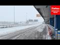 Snow Piles Up At Newark Airport As Blizzard Leads To Hundreds Of Flight Cancellations