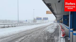 Snow Piles Up At Newark Airport As Blizzard Leads To Hundreds Of Flight Cancellations