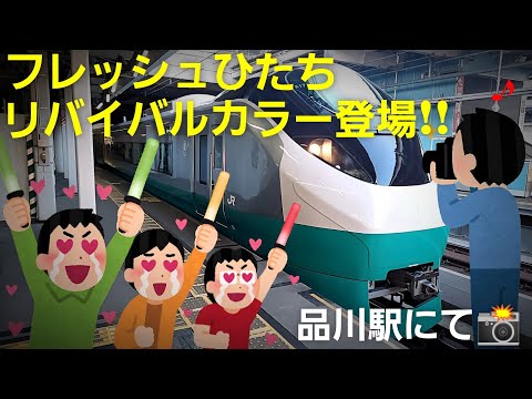 【リバイバルカラー】フレッシュひたちの緑色に塗装されたE657系が品川へやって来た