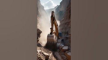 excavator digs deep into the ravine AI #excavator #truck #machinery #constructionvehicle