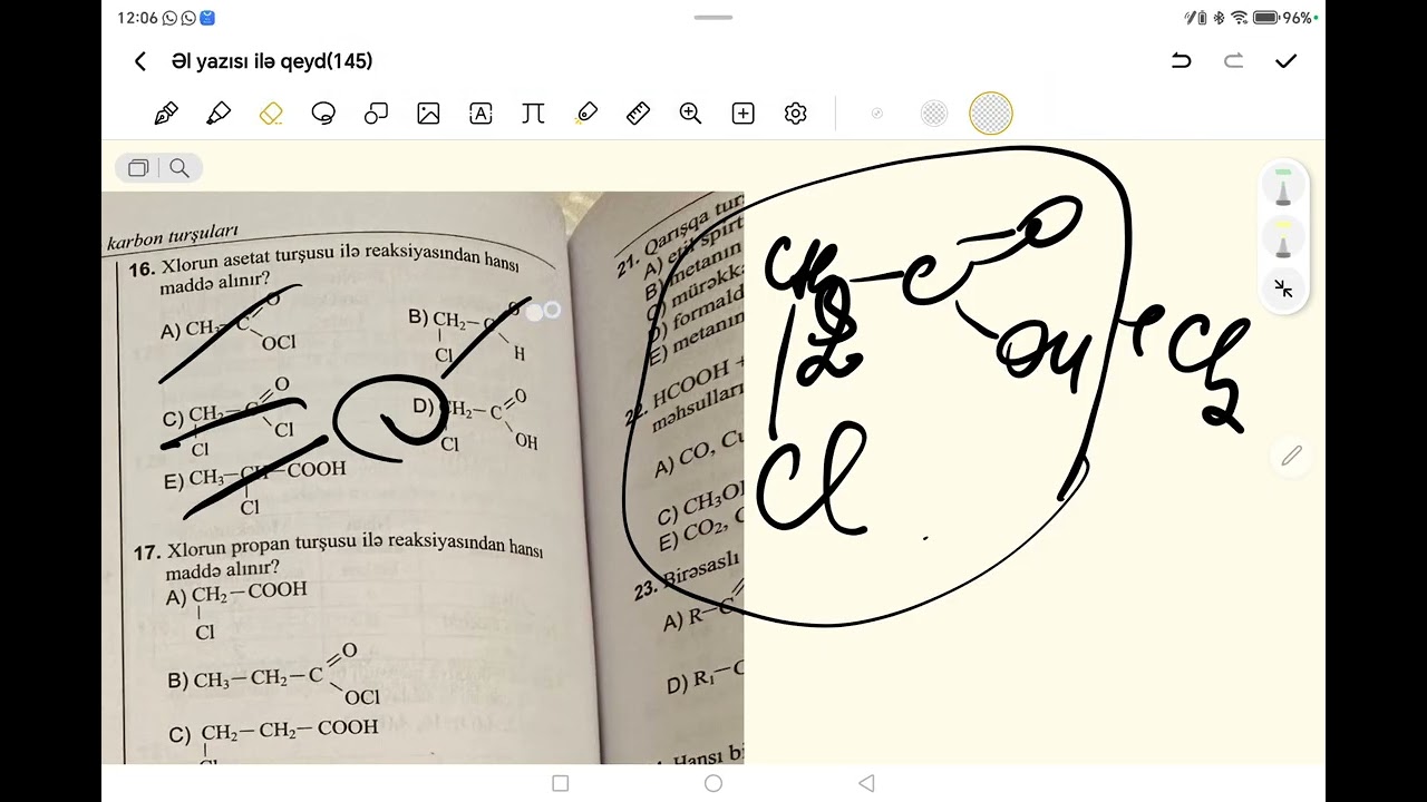 Doymuş birəsasli karbon turşuları yeni kimya test toplusu yaşıl üzlü 1-90
