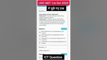 UGC NET 1st Oct 2020 मे पूछे गए Paper -1 ICT Unit के Question। । Ugc Net Paper 1 Preparation #shorts