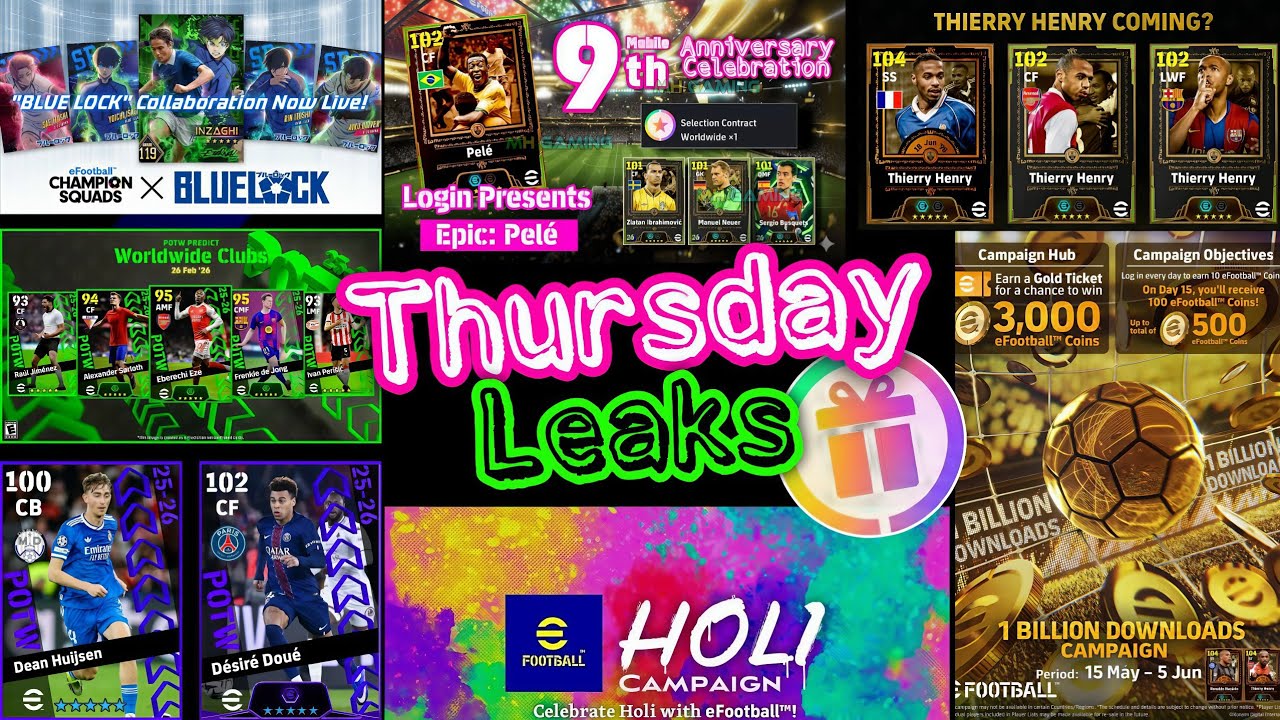 Thursday Leaks, New Campaign, New Legends, Free Epic & Coins and Latest Updates in eFootball 2026