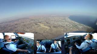 Larnaca (LCA), Cyprus | Airbus approach over the island to runway 22  | pilots   cockpit view | 4k