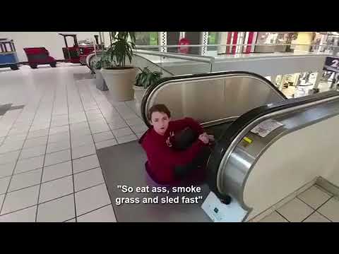 how-to-go-sledding-without-snow-|-sledding-down-a-escalator