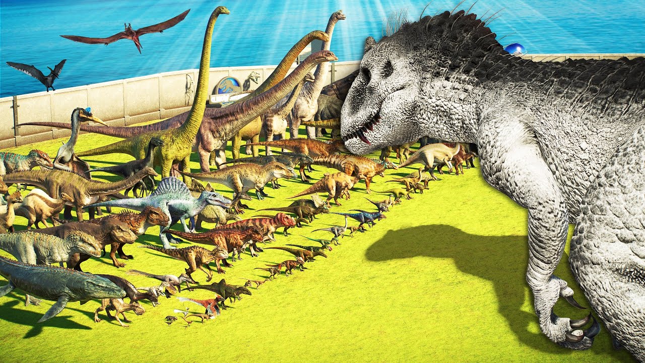 INDOMINUS REX 2.0 VS ALL DINOSAURS IN JURASSIC WORLD!!