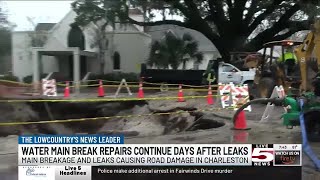 VIDEO: Crews continue work on water main breaks that caused road damage