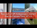 Review E-Z UP Ambassador Instant Pop Up Canopy Tent, 10' x 10', Roller Bag and 4 Piece Spike Set, St