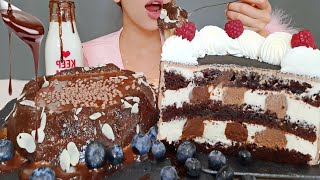ASMR CHOCOLATE LAVA FUDGE & HOMEMADE MILKA CAKE | DESSERT MUKBANG (Eating Sounds)