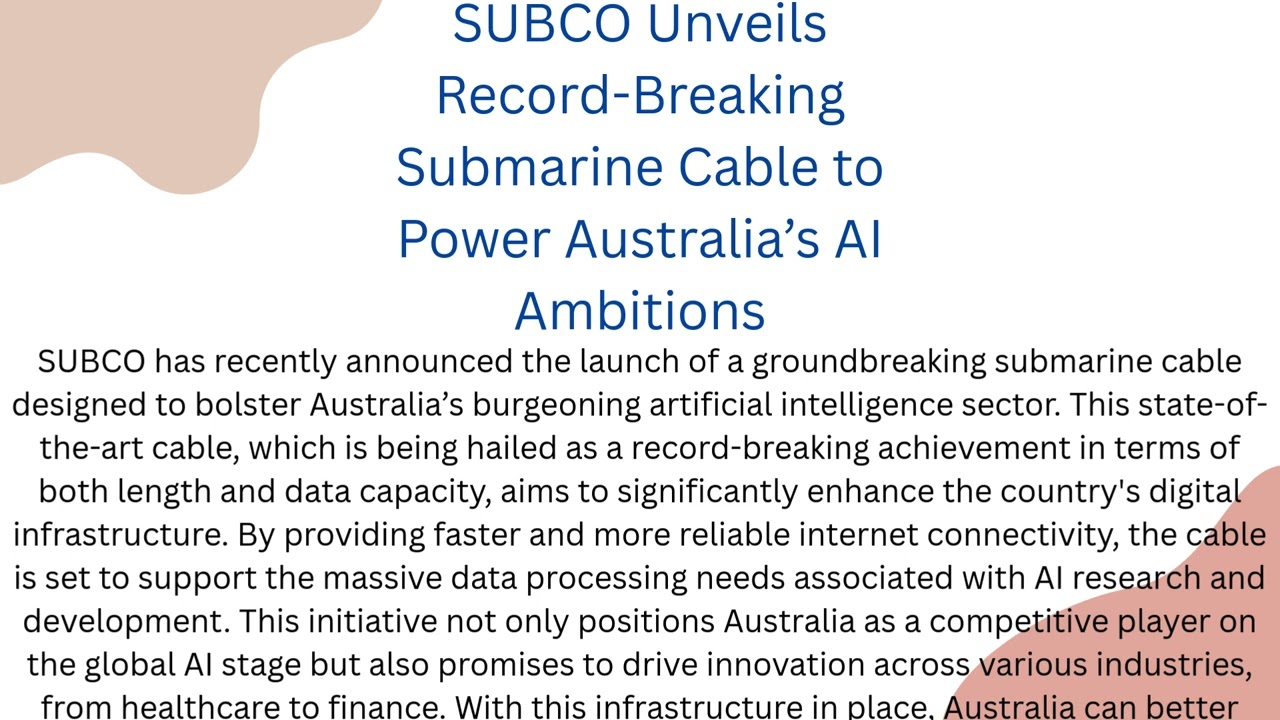 SUBCO has recently announced the launch of a groundbreaking submarine cable design