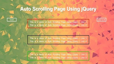 Jquery Auto Page Scroll With Button, Jquery On Scroll, Auto Page Scroll