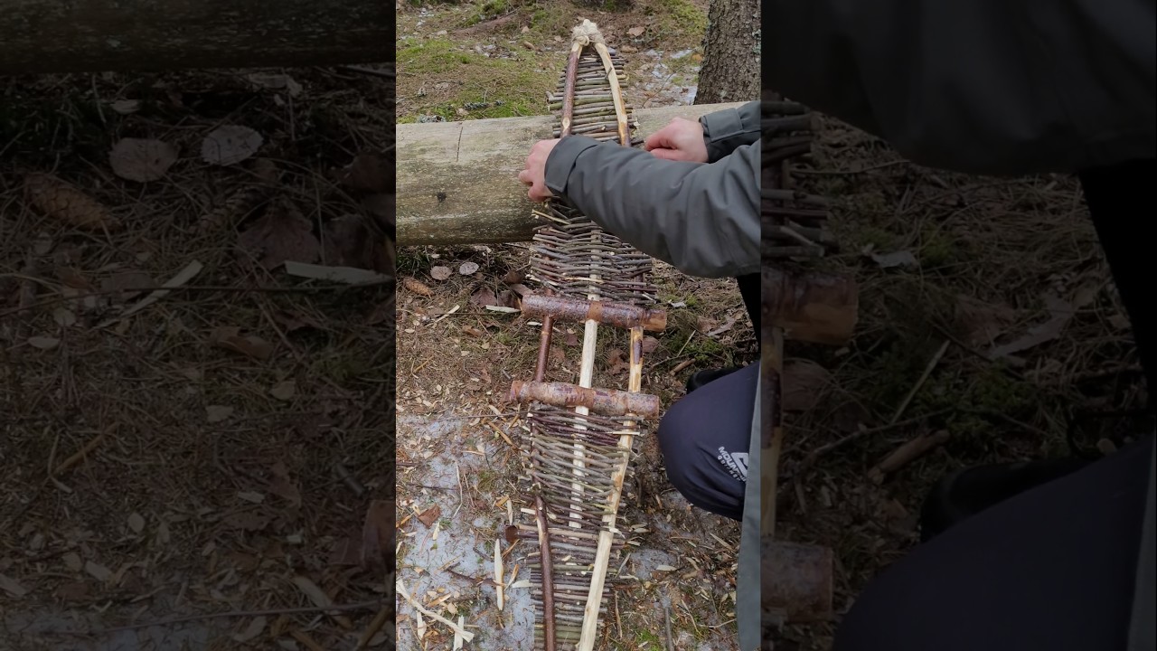 Making large primitive snowshoes 