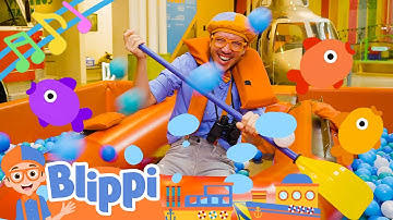 Row Row Row Your Boat Song | BRAND NEW BLIPPI Learning Vehicle Songs for the Family