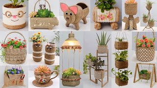 40 Plant pots from plastic Bottles and Jute rope