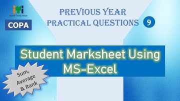 Student Marksheet Calculation Sum, Average and Rank in MS Excel | ITI COPA |Previous Question Papers