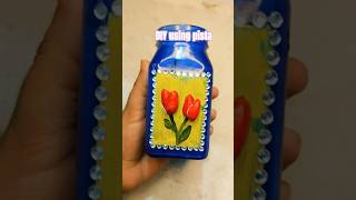 DIY pista shells tulip bottle art 🌷 #room decor DIY using pista shell 🐚