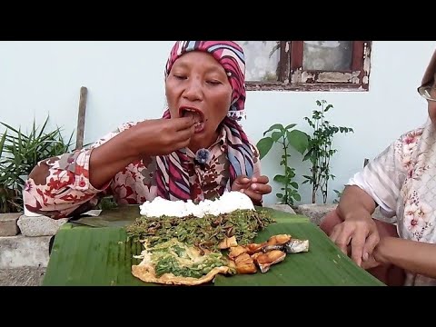 IKAN ASIN JAMBAL SAMBEL PETE CINA DADAR TELUR DAUN SELEDRI MAKAN DI PINGGIR KEBUN NIKMAT
