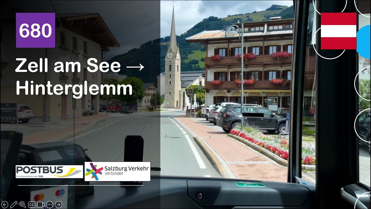 [4K] 🇦🇹 Cab Ride: POSTBUS/SALZBURG VERKEHR | 680: Zell am See → Hinterglemm | MB Citaro C2 G