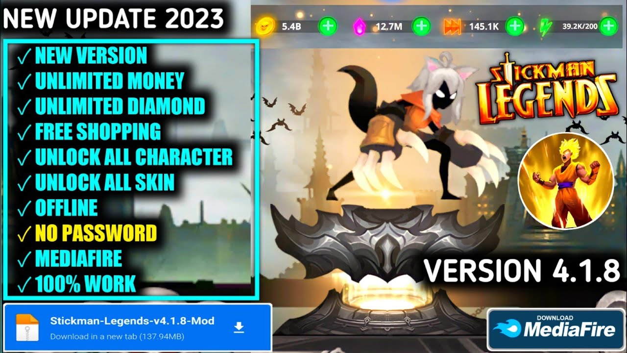 Stickman Legends MOD APK 4.1.9 (Menu, Unlimited money/God mode/Onehit)