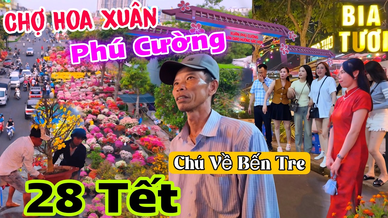 ĐÔNG KHÔNG TƯỞNG - CHỢ HOA XUÂN PHÚ CƯỜNG RẠCH GIÁ TỐI 28 TẾT NHÔN NHỊP VUI XUÂN