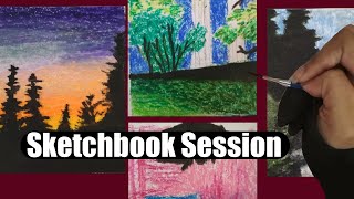 MAYBE THEY'RE ABSTRACT! Sketchbook Session 1 - Oil Pastel and Ink Landscapes