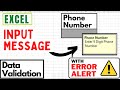 Show Input Message in a Cell using Data Validation in Excel + Custom Error Message