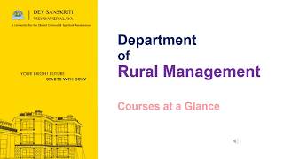 Courses at Department of Rural Management, Dev Sanskriti Vishwavidyalaya (DSVV)