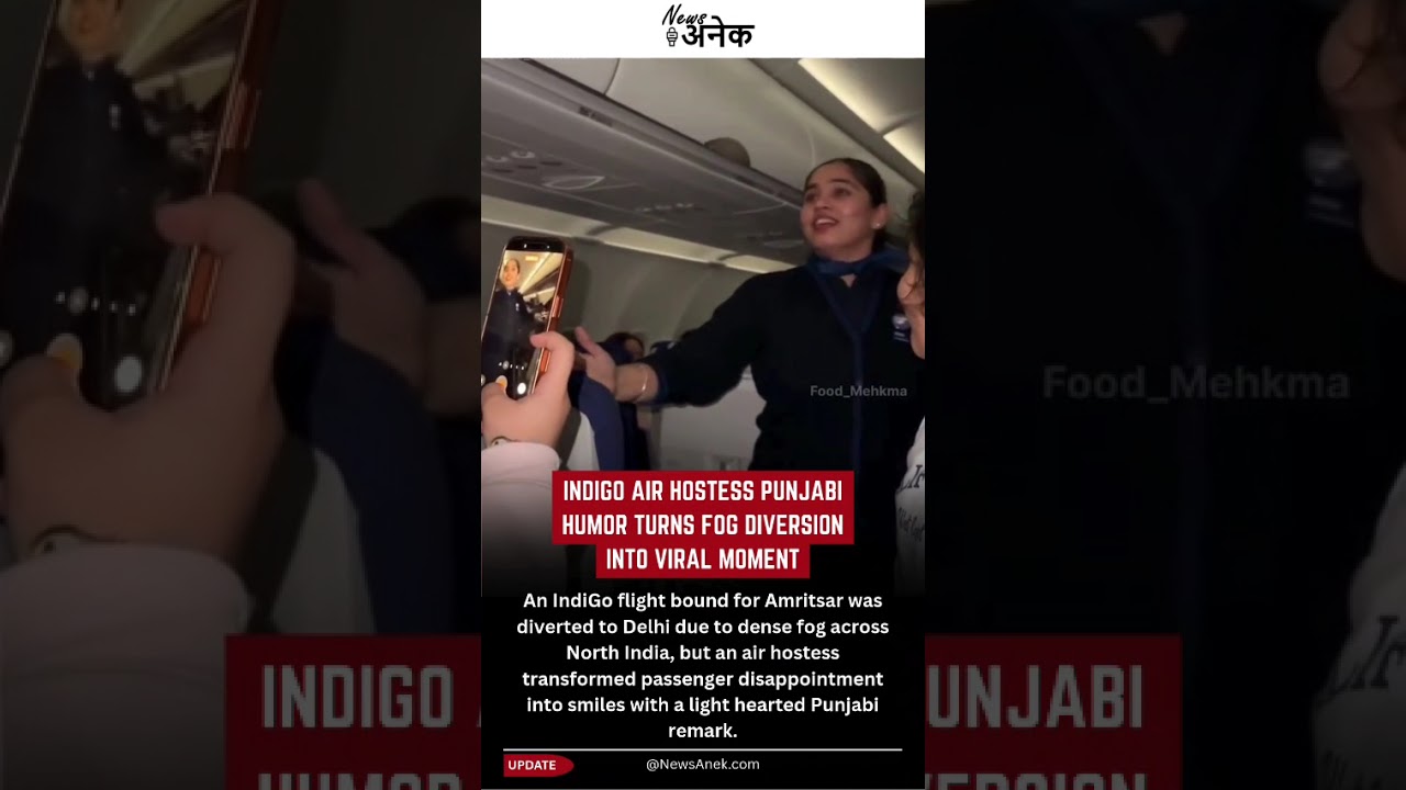 IndiGo Air Hostess Punjabi Humor Wins Hearts During Fog Diversion