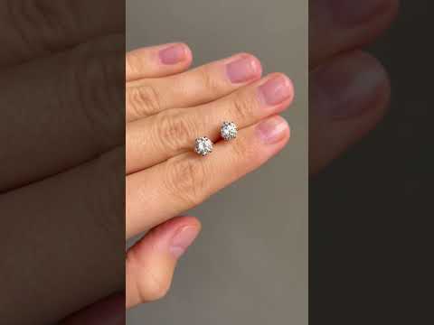 Сережки-цвяшки Цирконій 6 мм медична сталь родій (x015), видео 1