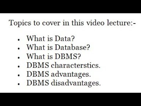 What is DBMS, data, database, characteristics, advantages, disadvantages | Prof. Jayesh Umre