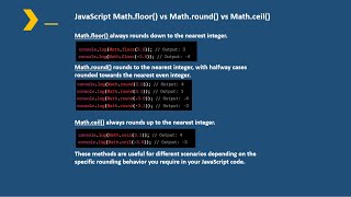 JavaScript Math.floor() vs Math.round() vs Math.ceil()