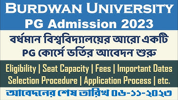 Burdwan University PG Admission 2023: MSW Admission Full Information & Form Fillup Process