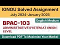 IGNOU BPAC 103 Solved Assignment 2024-25 English Medium PDF Download | BPAC 103 Jul 2024-Jan 2025