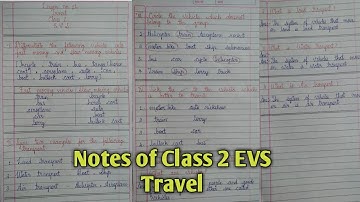 Travel Class 2 EVS notes, question and answers,worksheets lesson no 12 karnataka state syllabus