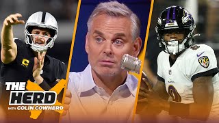 Derek Carr did what Baker Mayfield couldn't, talks Lamar Jackson — Colin | NFL | THE HERD
