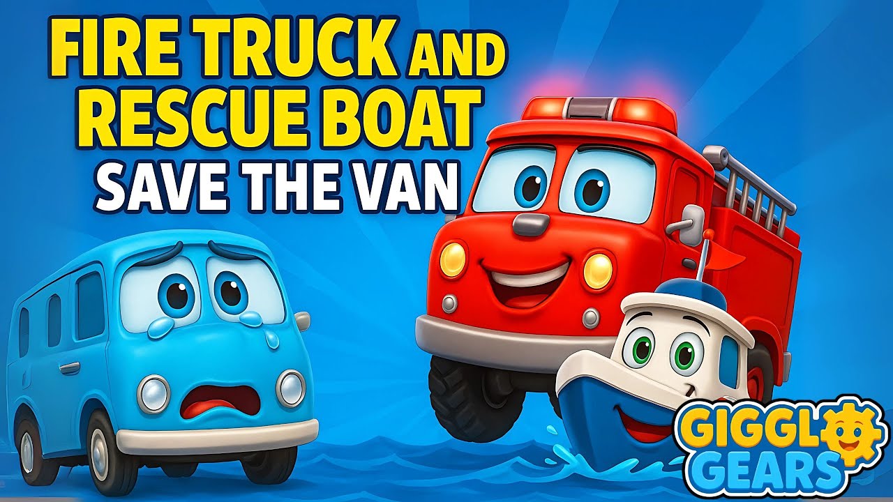 Brave Fire Truck and Rescue Boat Save Scared Van in Stormy Sea