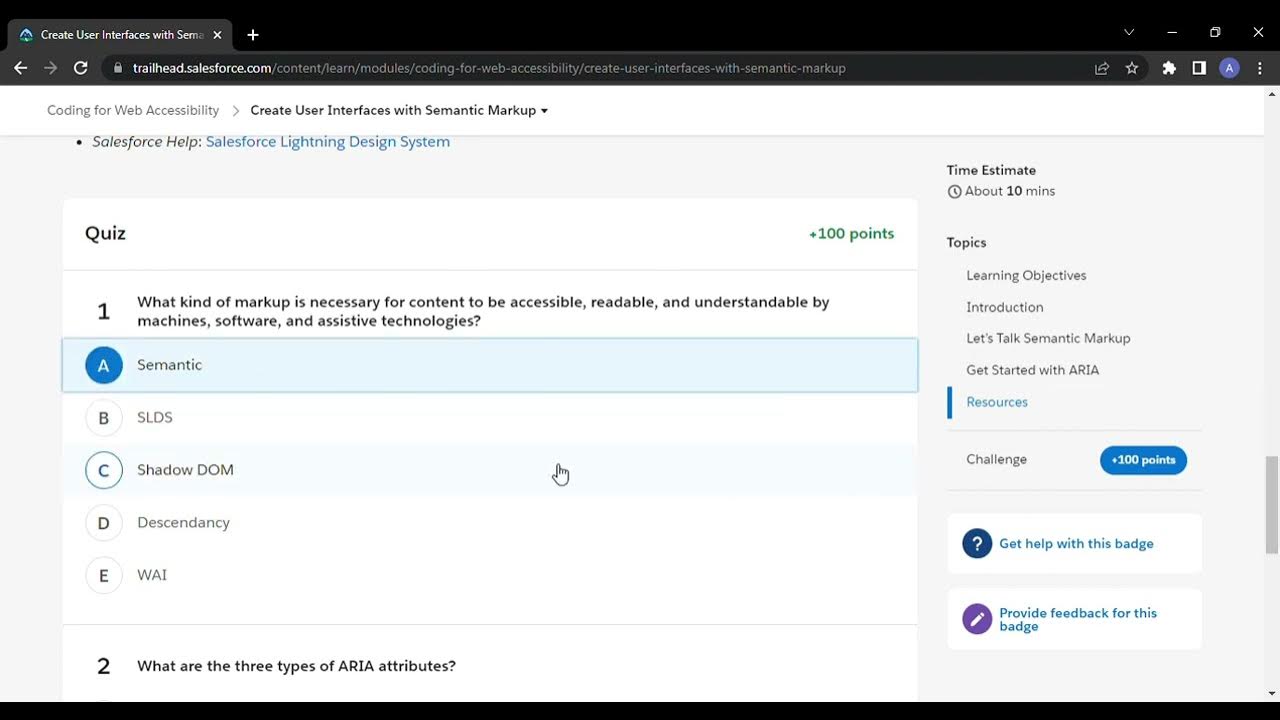 Salesforce trailhead create user interfaces with semantic markup unit