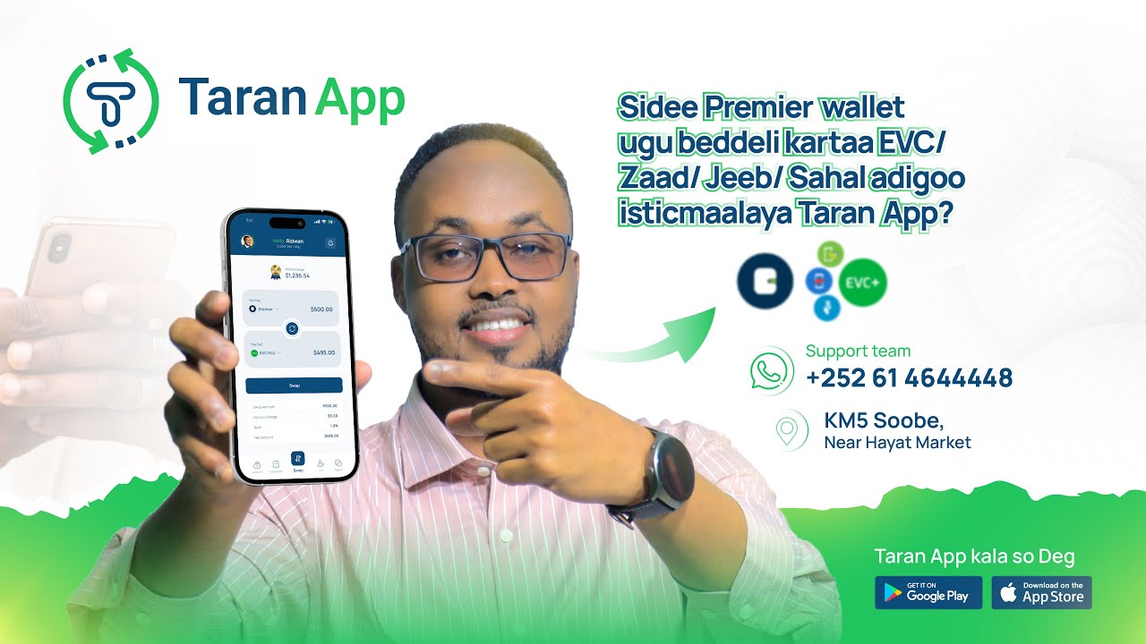 Sidee Premier wallet ugu beddeli kartaa EVC / Zaad / Sahal adigoo isticmaalaya Taran App?