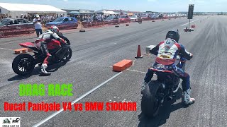 Ducat Panigale V4 vs BMW S1000RR motorcycles drag racing 1/4 mile ?? - 4K UHD