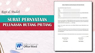 Surat Pernyataan Pelunasan Hutang Piutang || SURAT PERNYATAAN