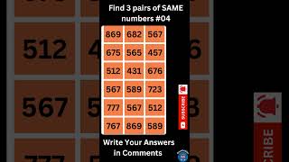 Genius Level Challenge Can You Find 3 Pairs of Hidden Numbers
