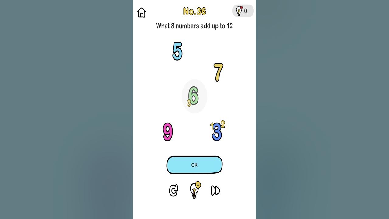 Brain out level 36 what 3 numbers add up to 12 youtube