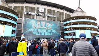 Arriving at the Etihad for the Man City v Luton game