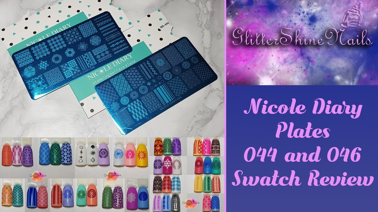 Nicole Diary Stamping Plates Swatch Review Featuring 044 & 046
