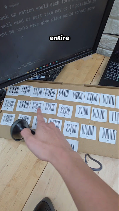 typing on a keyboard built entirely from barcodes