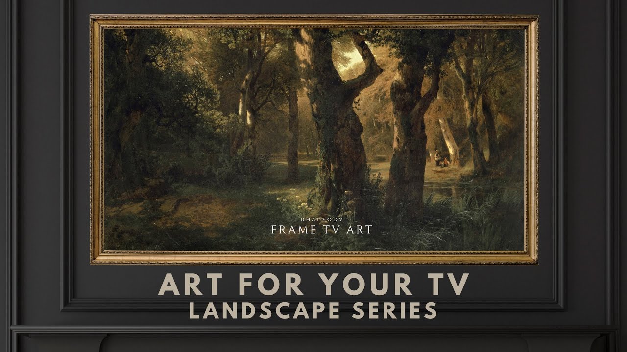 Framed TV Art Screensaver. 4K Frame TV Hack. Vintage Moody Forest Landscape. No Music.