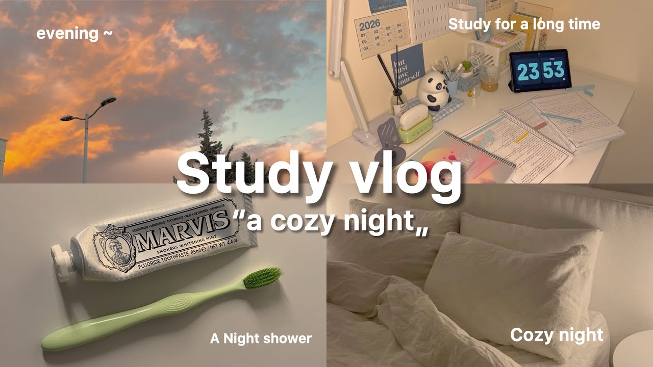 motivation study vlog 🖥️📚/study for long time/night routine 🫧/ watching movie