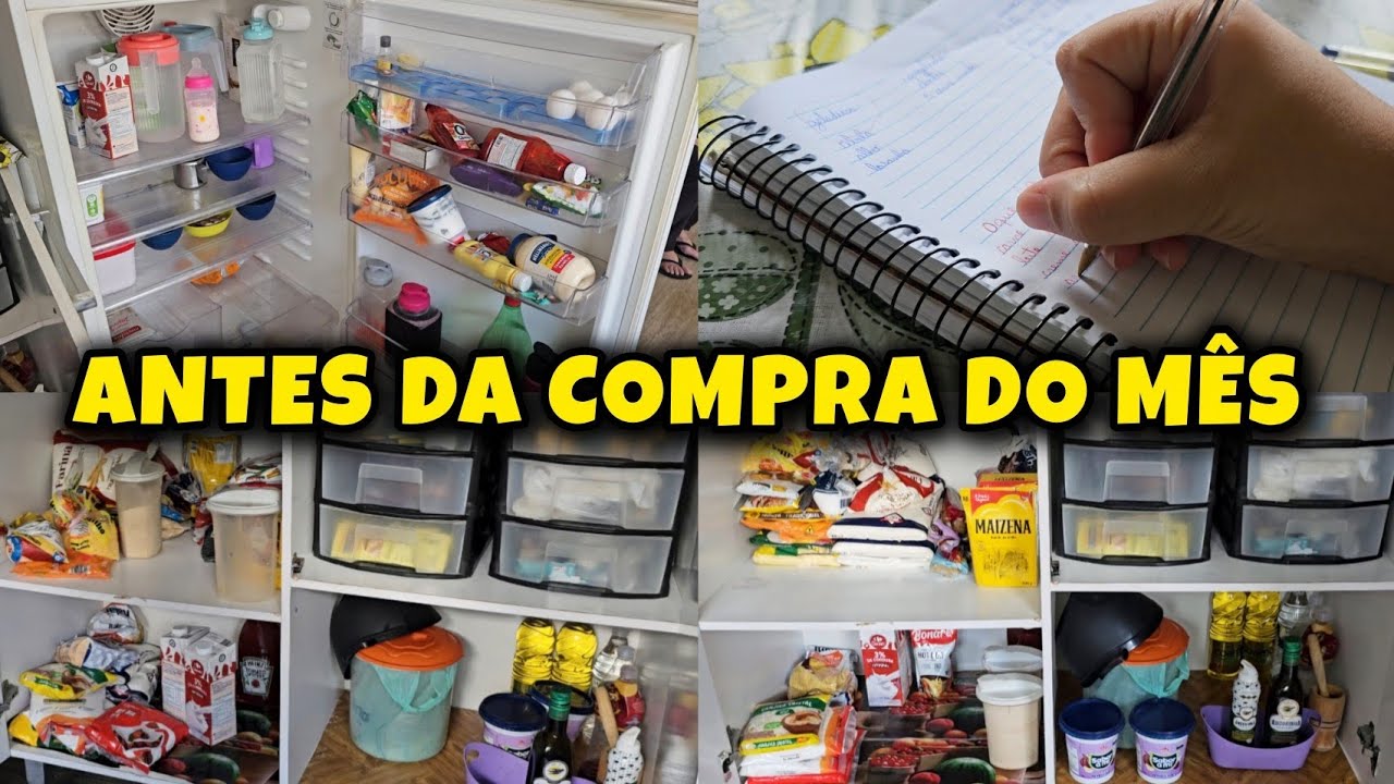 Organizando a geladeira e armários ANTES da compra do mês | economia doméstica 